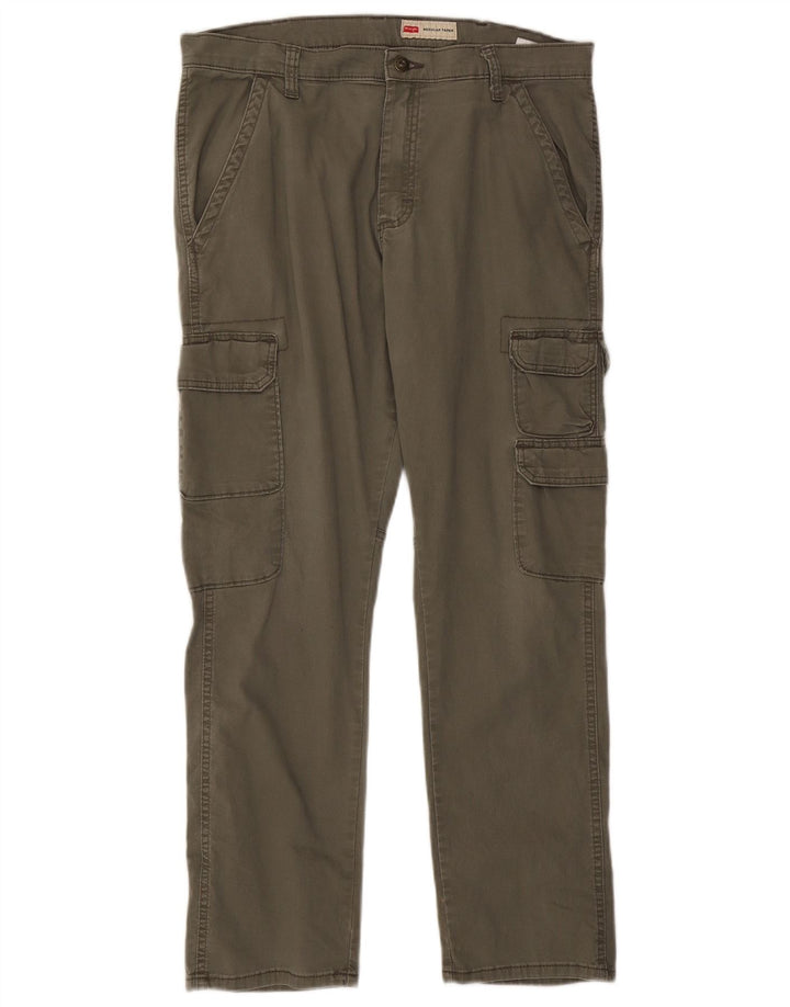 Męskie, zwężane spodnie cargo WRANGLER W34 L30, bawełna khaki