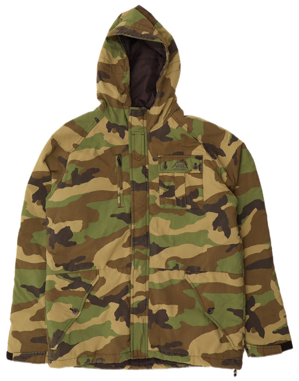Męska kurtka wiatrówka Vans z kapturem UK 42 XL Khaki, nylon w kamuflażu