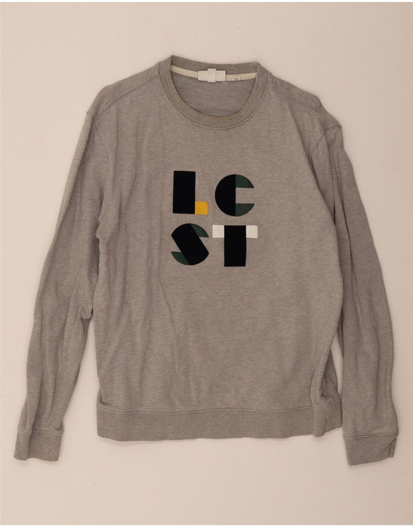 Męska bluza z grafiką Lacoste, rozmiar 5, duża, szara bawełna