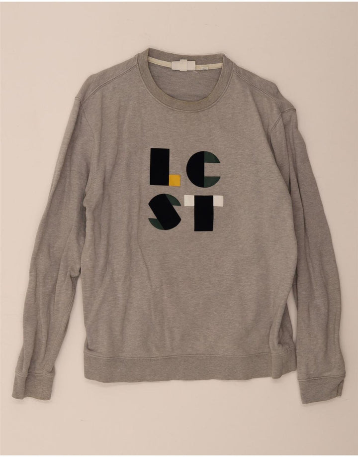 Męska bluza z grafiką Lacoste, rozmiar 5, duża, szara bawełna