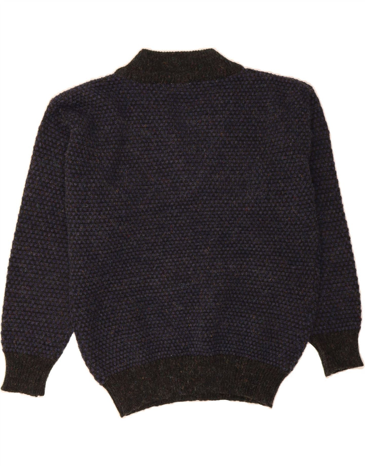 VINTAGE Mens V-Neck Jumper Sweater Medium Navy Blue Acrylic Vintage Vintage and Second-Hand Vintage from Messina Hembry 