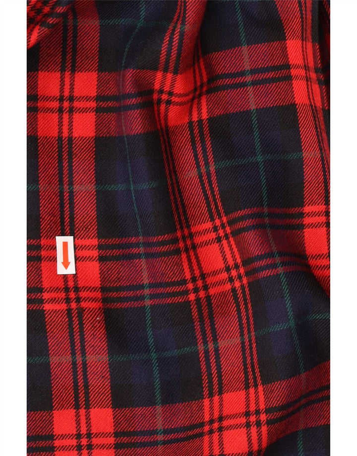 Vintage damska plisowana spódnica IT 42 Medium W28 czerwona kratka z dziewiczej wełny