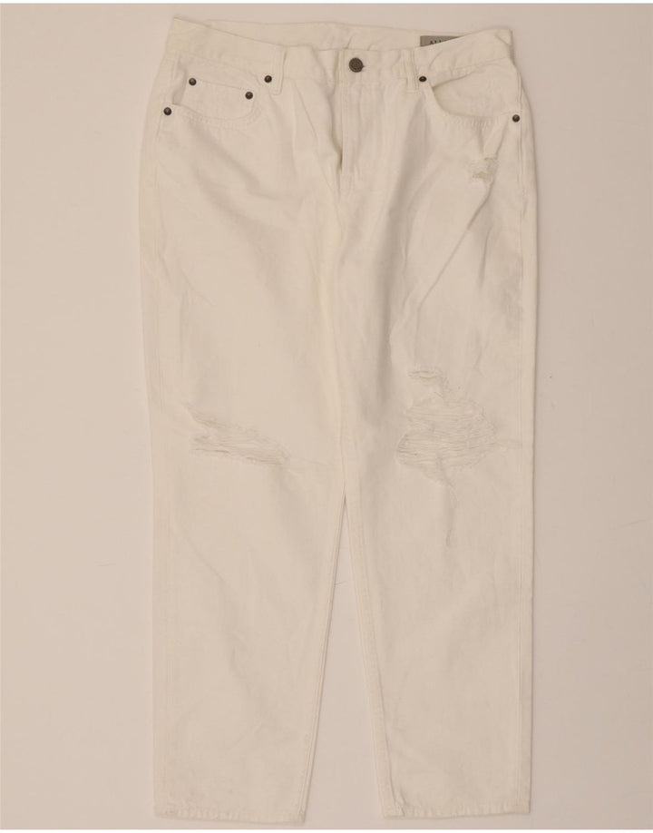ALL SAINTS Womens Muse Tapered Distressed Cropped Jeans W30 L27 White Vintage All Saints and Second-Hand All Saints from Messina Hembry 