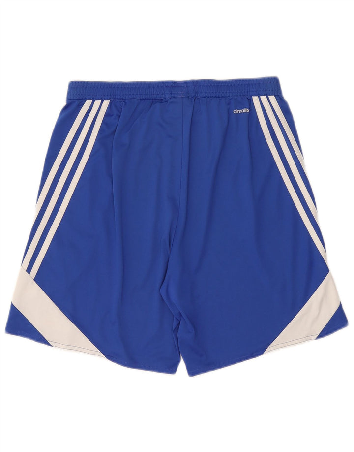 Męskie spodenki sportowe Adidas Climalite, średni niebieski, poliester z blokami kolorów