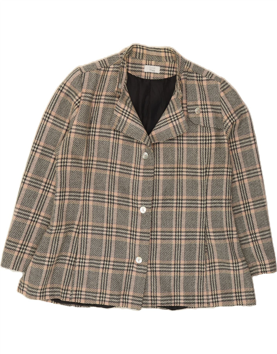 VINTAGE Womens 3 Button Blazer Jacket UK 18 XL Grey Check Vintage Vintage and Second-Hand Vintage from Messina Hembry 