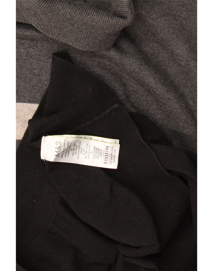 Marks & Spencer Męski sweter z golfem, duży, czarny, z blokami kolorów