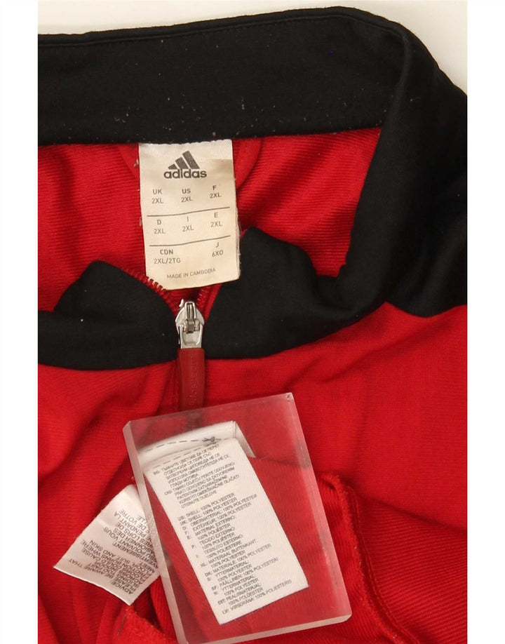 Adidas Męska bluza dresowa Top 2XL Czerwony poliester z blokami kolorów