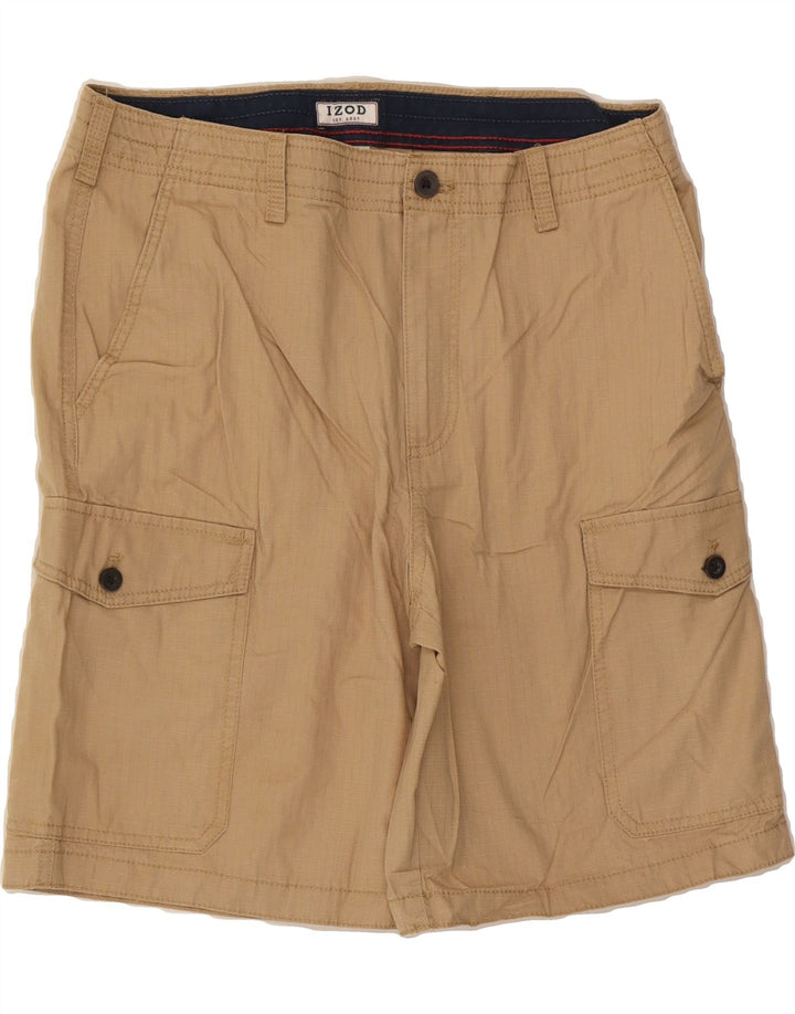 IZOD Mens Cargo Shorts W32 Medium Beige Pinstripe Cotton Vintage Izod and Second-Hand Izod from Messina Hembry 