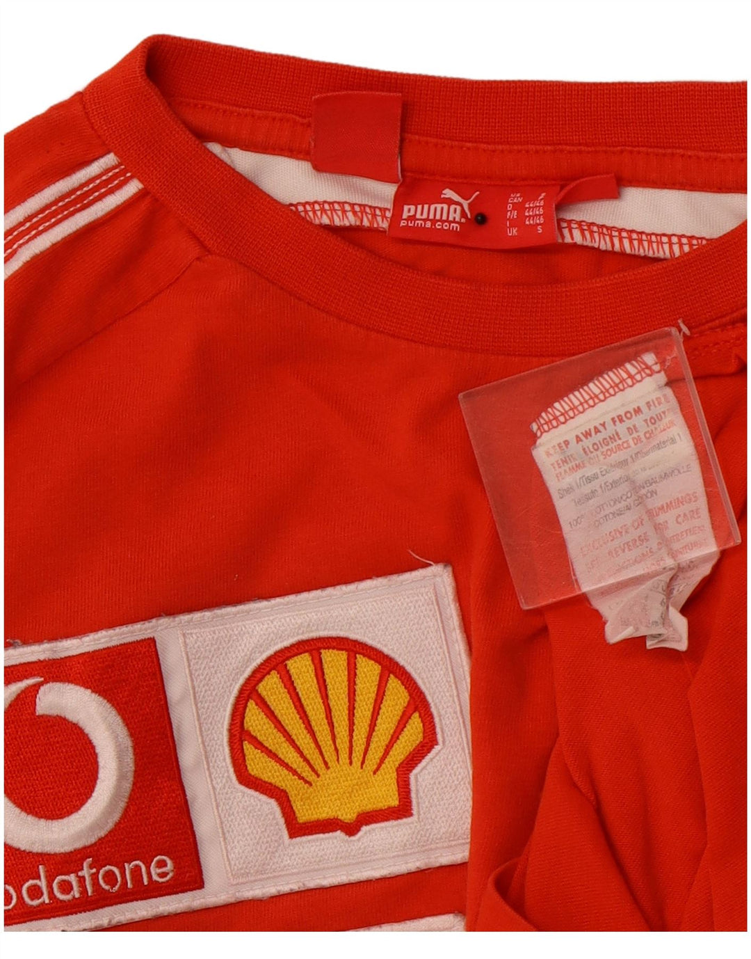 Męski T-shirt PUMA Ferrari z grafiką, mały, czerwony, bawełniany z blokami kolorów