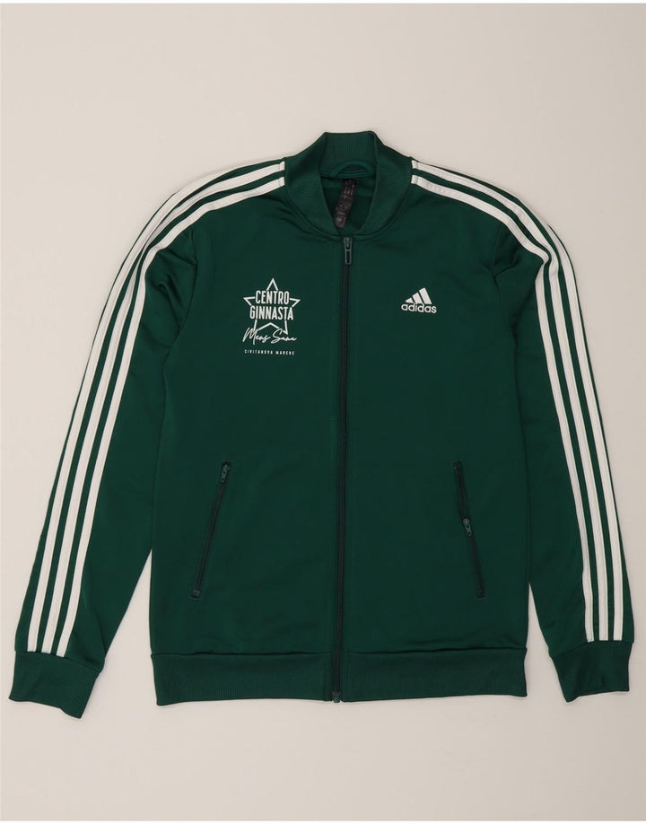 Damska kurtka dresowa Adidas z grafiką, UK 8/10, mała, zielona, poliestrowa