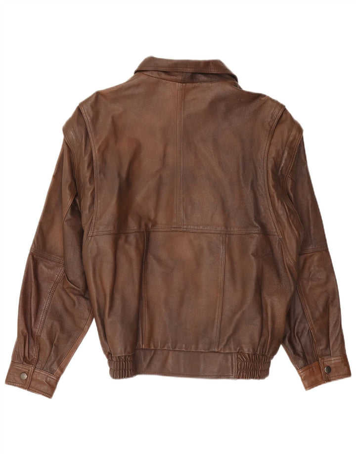 Vintage męska kurtka skórzana UK 38 średnio brązowa skórzana retro