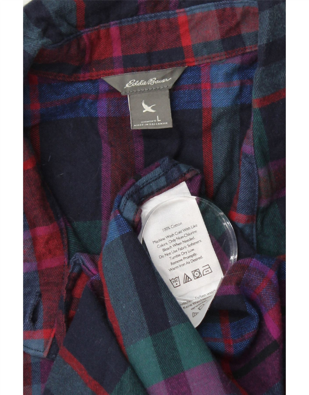 EDDIE BAUER Damska koszula flanelowa UK 16, duża, wielokolorowa, bawełniana w kratę