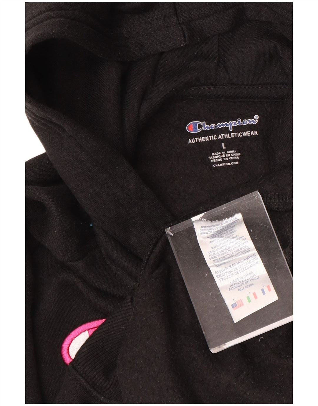 Dziewczęcy sweter z kapturem i grafiką CHAMPION 11-12 lat, duży, czarny