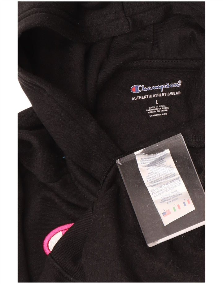 Dziewczęcy sweter z kapturem i grafiką CHAMPION 11-12 lat, duży, czarny