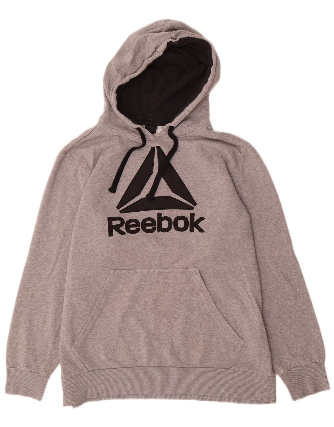 Męski sweter z kapturem Reebok z grafiką, duży, szary, bawełniany