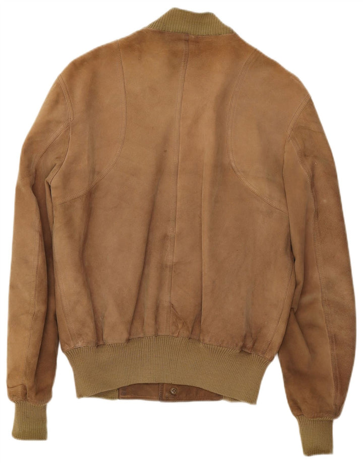 Vintage męska zamszowa kurtka bomber IT 50 duża beżowa skóra