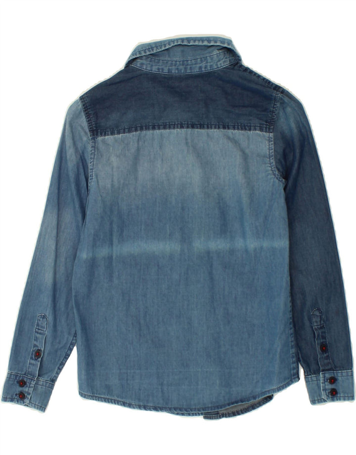 DESIGUAL Boys Graphic Denim Shirt 9-10 Years Blue Colourblock Vintage Desigual and Second-Hand Desigual from Messina Hembry 