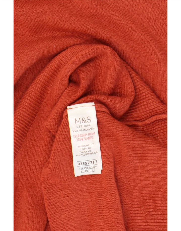 Marks & Spencer Damski sweter z golfem UK 12 Średni pomarańczowy akryl