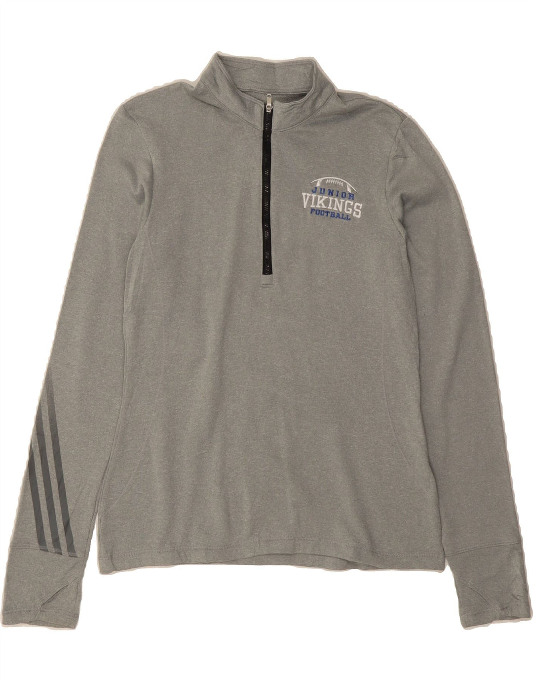 ADIDAS Womens Vikings Zip Neck Pullover Tracksuit Top UK 10 Small Grey Vintage Adidas and Second-Hand Adidas from Messina Hembry 