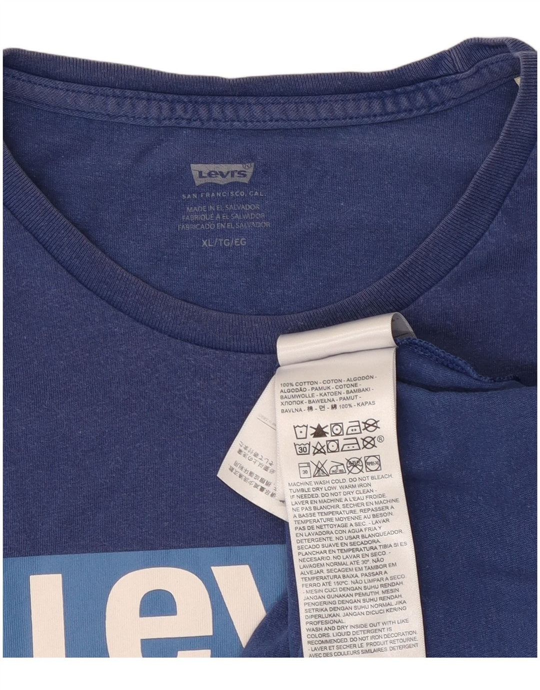 Męska koszulka z grafiką Levi's, góra XL, niebieska bawełna