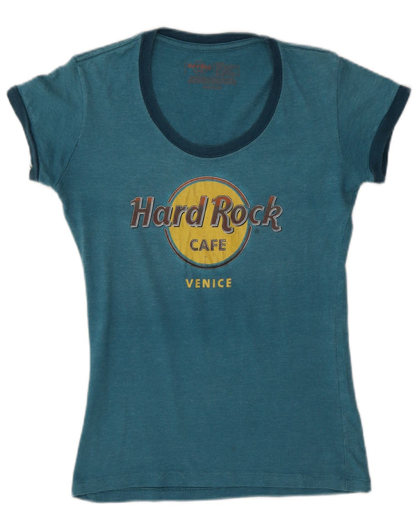 Damska koszulka z grafiką Hard Rock Cafe Wenecja Top UK 10, mała, niebieska bawełna