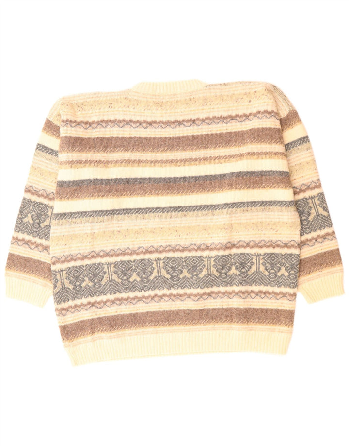 ST. BERNARD Męski sweter z okrągłym dekoltem, rozmiar 44/46 XL, beżowy Fair Isle
