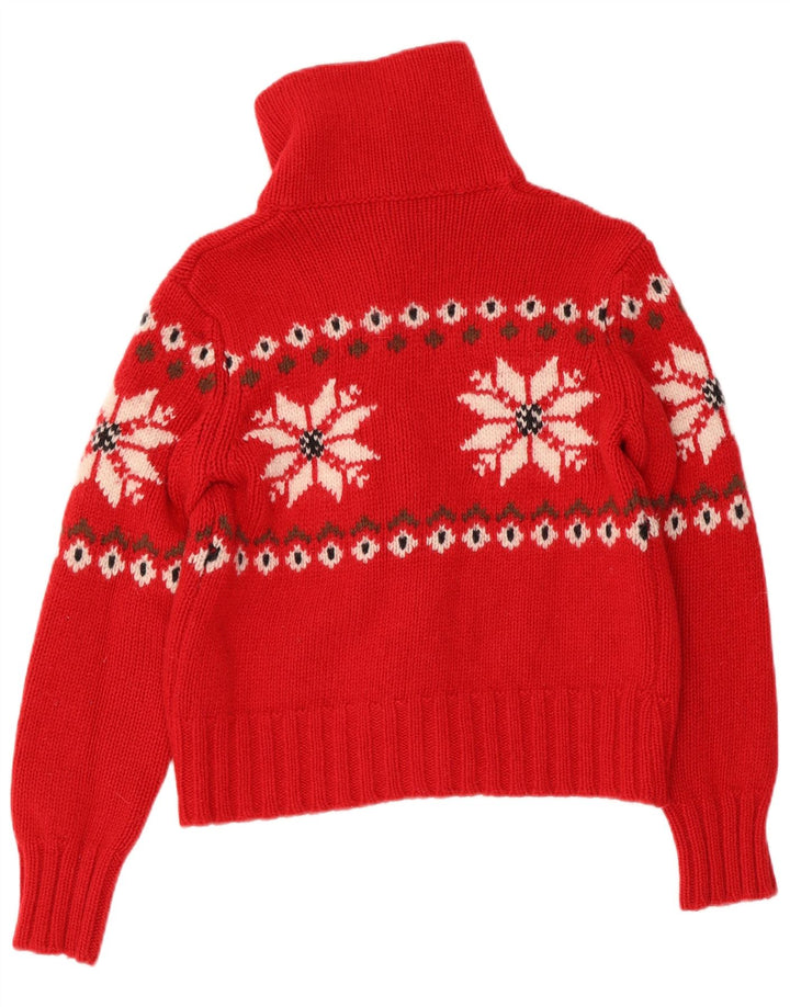 Sweter damski BENETTON Crop Cardigan UK 10 Small Red Fair Isle