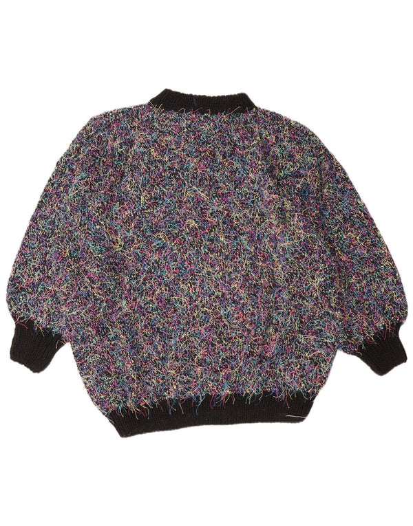 Vintage damski sweter oversize z golfem UK 18 XL, wielokolorowy