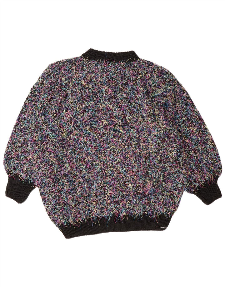 Vintage damski sweter oversize z golfem UK 18 XL, wielokolorowy