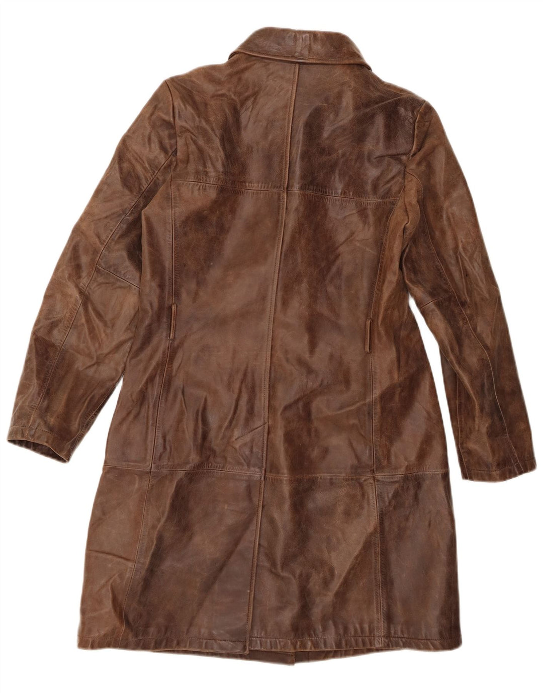 BENETTON Womens Leather Coat UK 16 Large Brown Leather