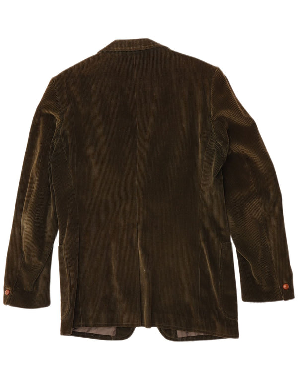 Vintage męska marynarka sztruksowa zapinana na 2 guziki UK 38, średnia zielona bawełna