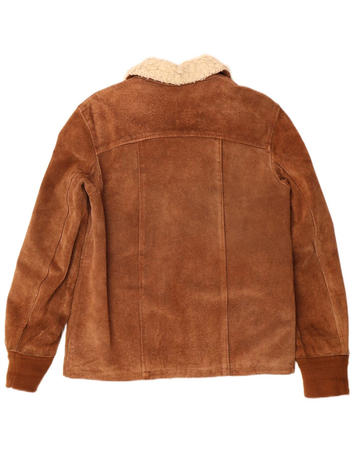 Damska kurtka shearling VINTAGE IT 46, duża brązowa skóra