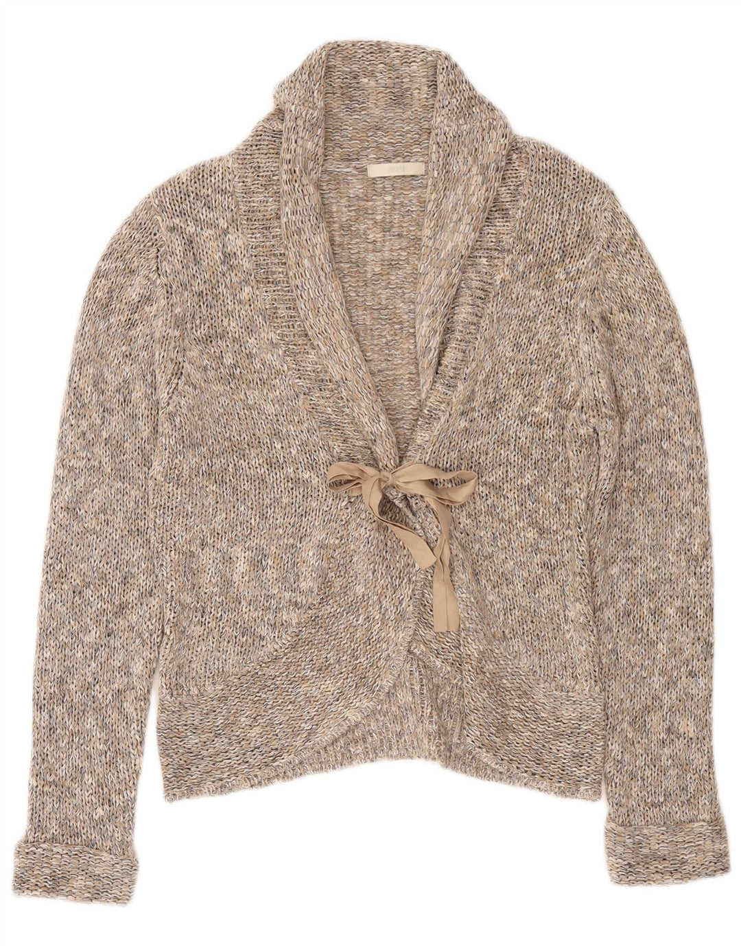 Marks & Spencer Damski sweter z wiązaniem z przodu, UK 14, duży, szary, nakrapiany