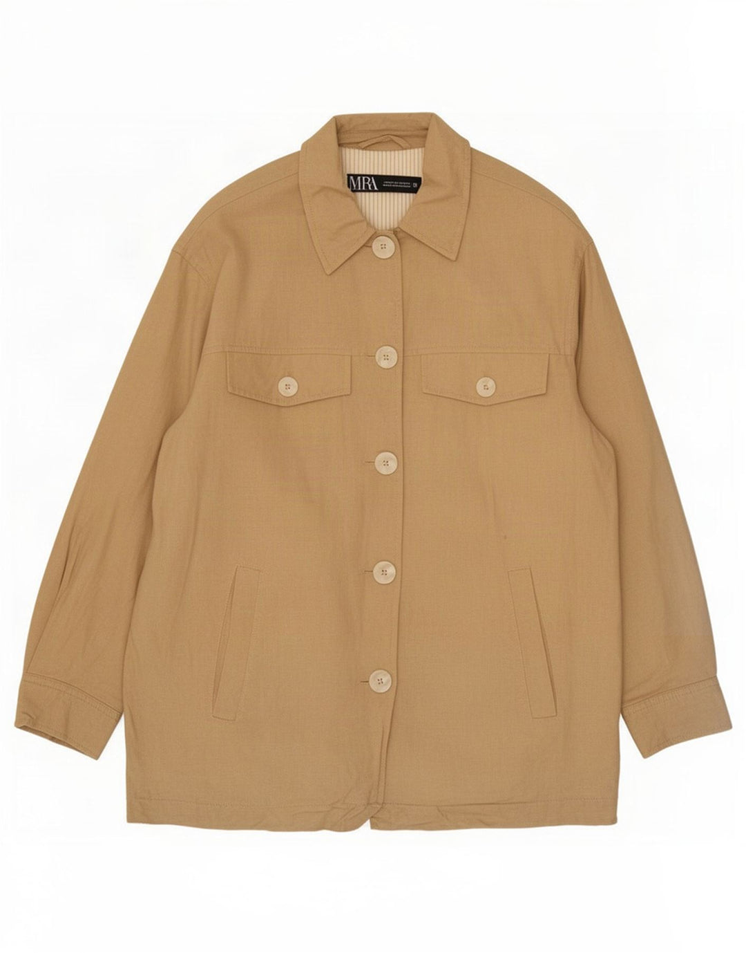 Damska kurtka bomberka oversize Zara UK 6 XS, beżowa wiskoza