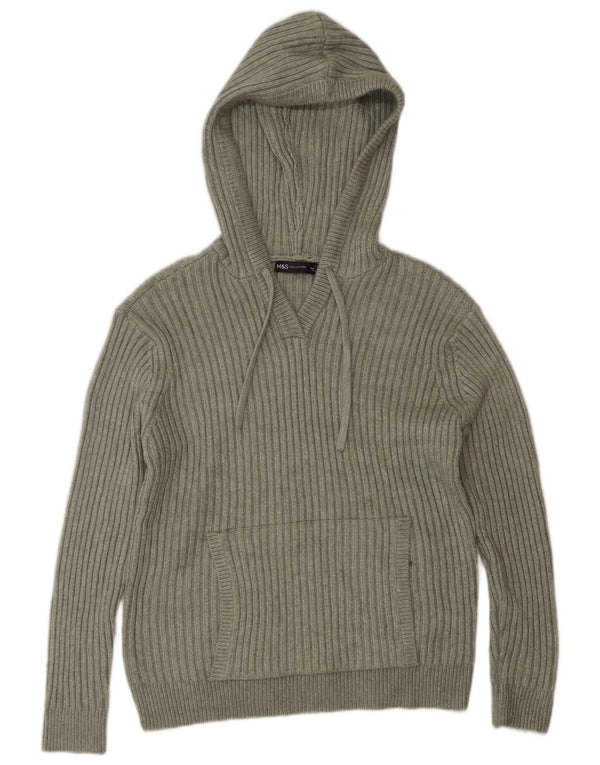 Marks & Spencer Damski sweter z kapturem, UK 14, średni zielony poliester