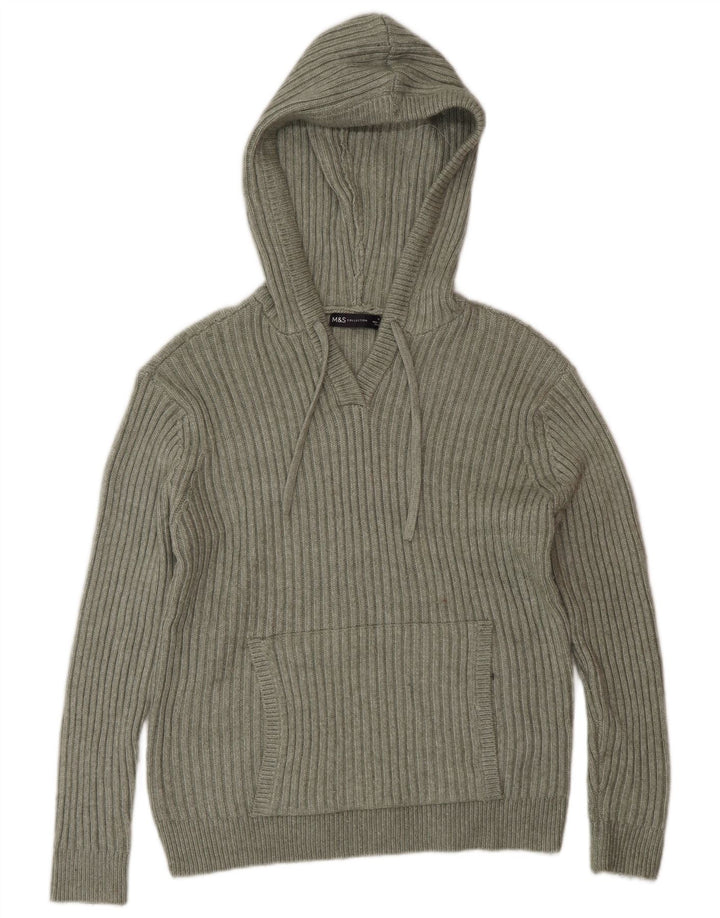 Marks & Spencer Damski sweter z kapturem, UK 14, średni zielony poliester
