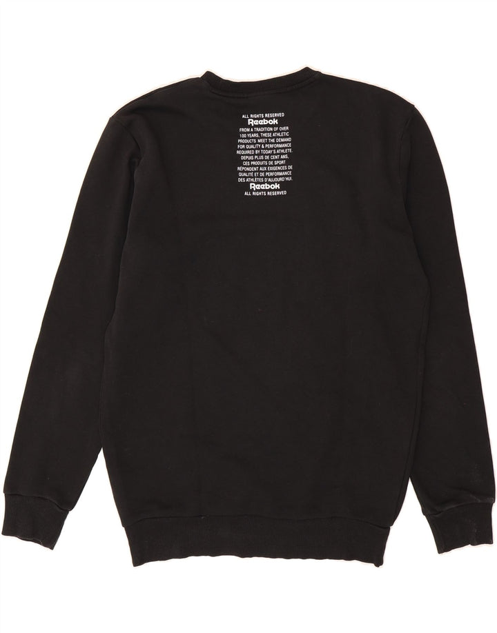 REEBOK Mens Classic Graphic Sweatshirt Jumper Large Black Cotton Vintage Reebok and Second-Hand Reebok from Messina Hembry 