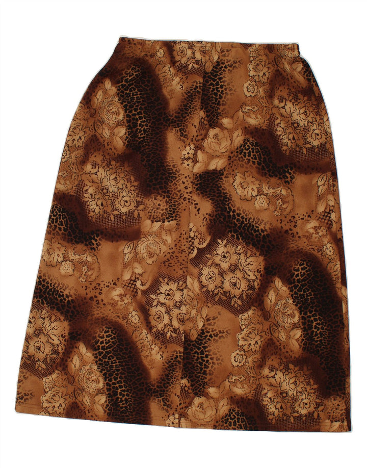 VINTAGE Womens A-Line Skirt XL W36  Brown Floral Polyester Vintage Vintage and Second-Hand Vintage from Messina Hembry 