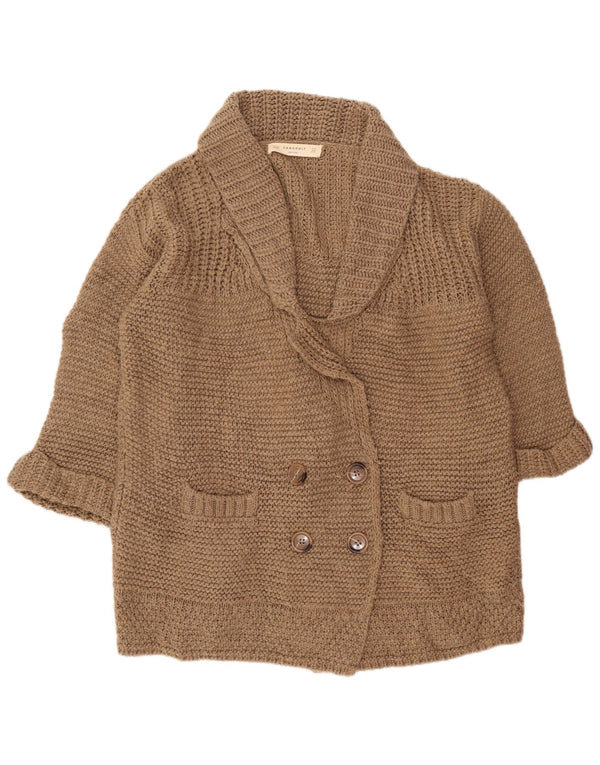 Damski sweter typu oversize z długim rękawem Zara UK 14 Średni brązowy akryl