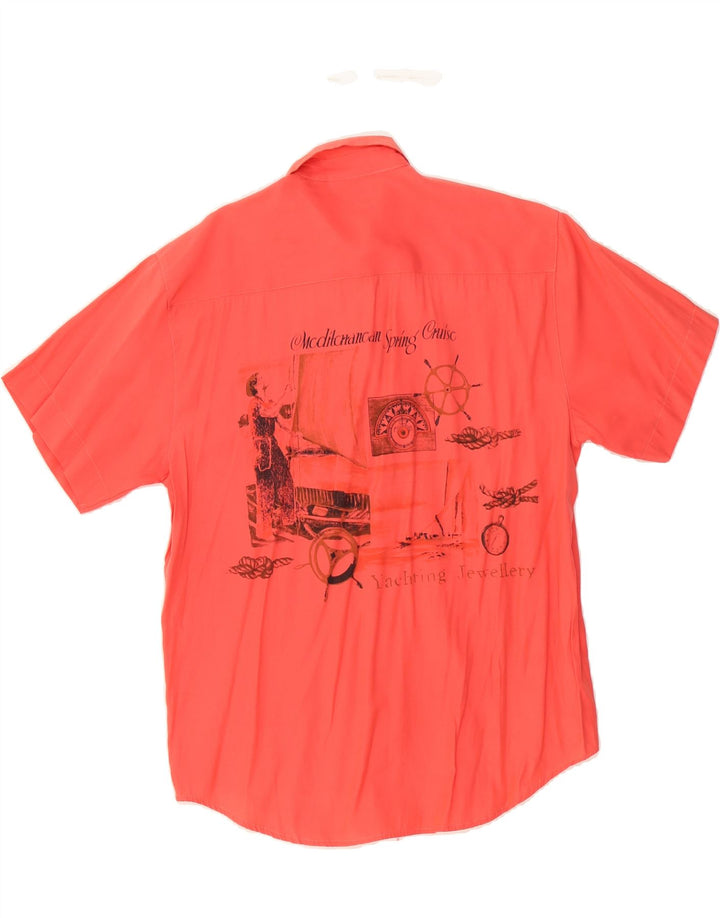VINTAGE Womens Graphic Short Sleeve Shirt Blouse UK 14 Medium Red Vintage Vintage and Second-Hand Vintage from Messina Hembry 