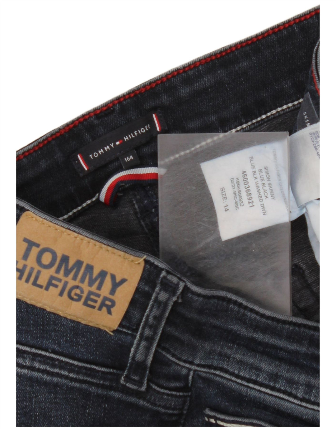 TOMMY HILFIGER Dżinsy chłopięce Skinny 13-14 lat W28 L29 Granatowa bawełna