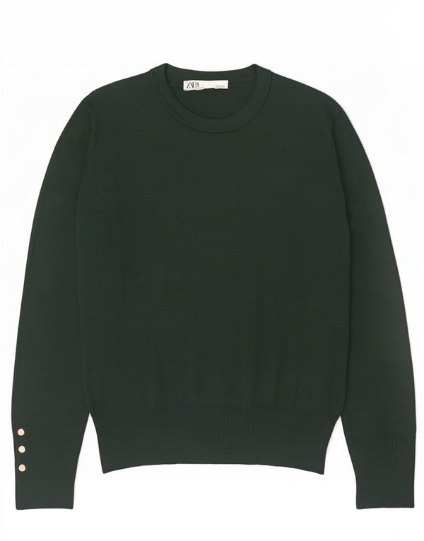Damski sweter z okrągłym dekoltem Zara UK 12 Średni zielony wiskoza
