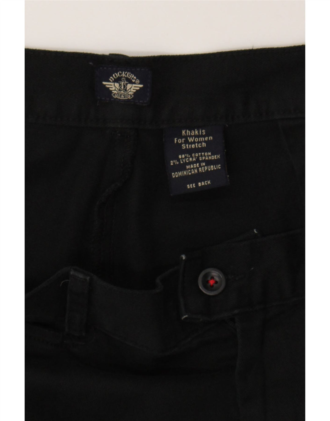 DOCKERS Womens Straight Suit Trousers W32 L32 Black Cotton Vintage Dockers and Second-Hand Dockers from Messina Hembry 