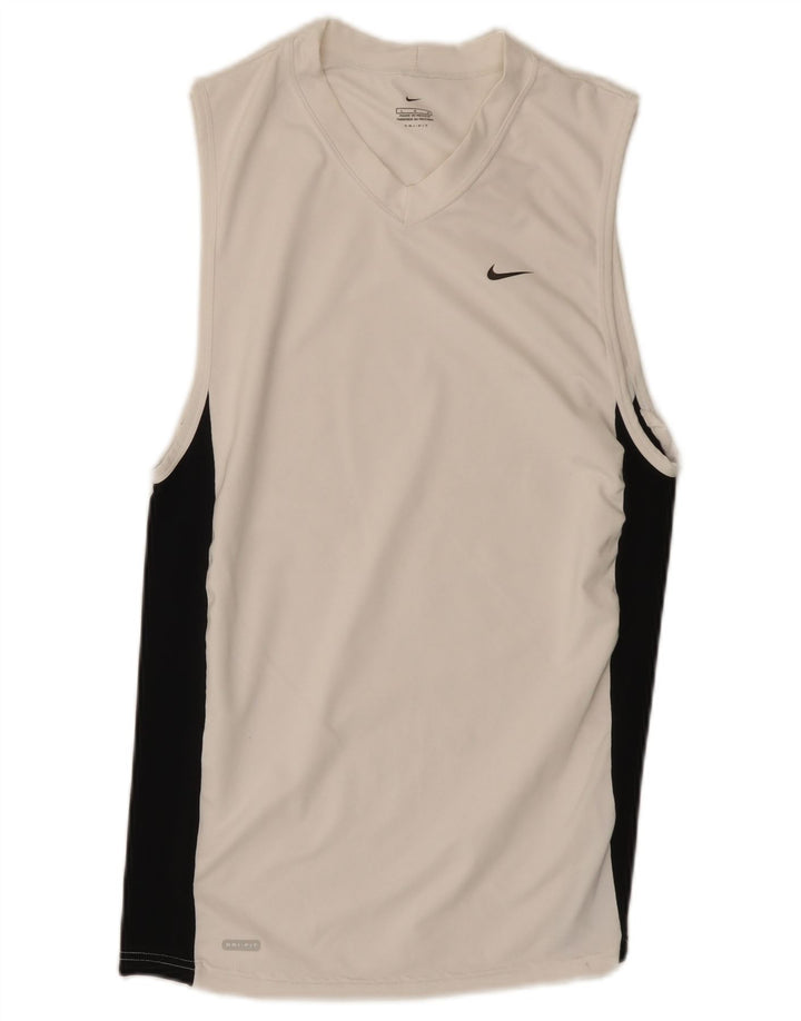 Męska kamizelka Nike Dri Fit, duża, biała, poliestrowa z blokami kolorów