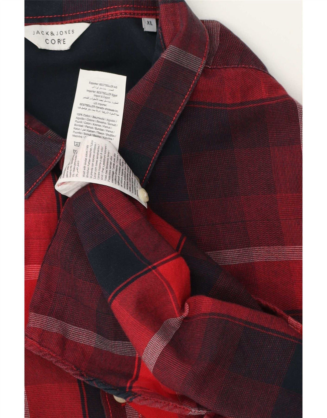 Koszula męska Jack & Jones Core Flanelowa XL, bawełniana w czerwoną kratę