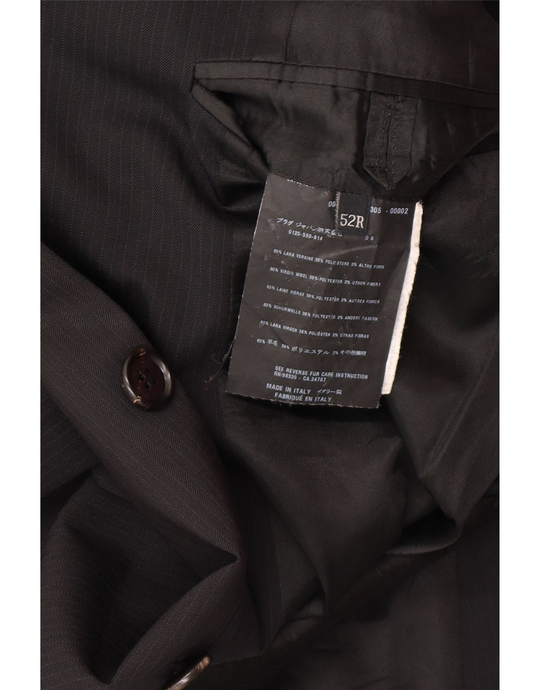 PRADA Męski garnitur zapinany na 3 guziki, 2 częściowy IT 52 XL W34 L30 Czarny klasyczny
