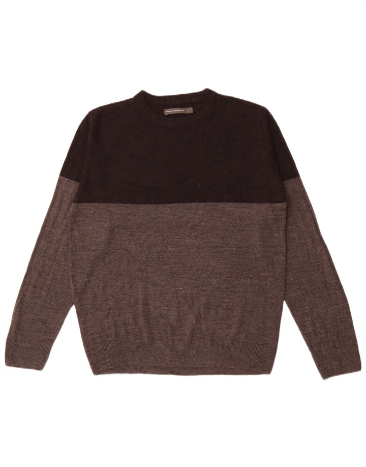 FRENCH CONNECTION Mens Crew Neck Jumper Sweater Large Black Colourblock