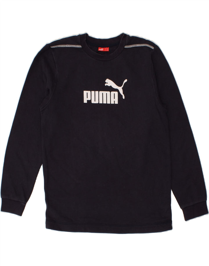 PUMA Boys Graphic Top Long Sleeve 13-14 Years XL Navy Blue Vintage Puma and Second-Hand Puma from Messina Hembry 