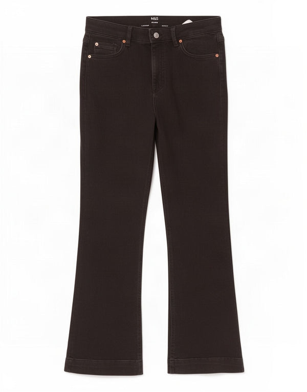 Marks & Spencer Damskie jeansy rozkloszowane UK 14 duże W32 L32 Czarna bawełna