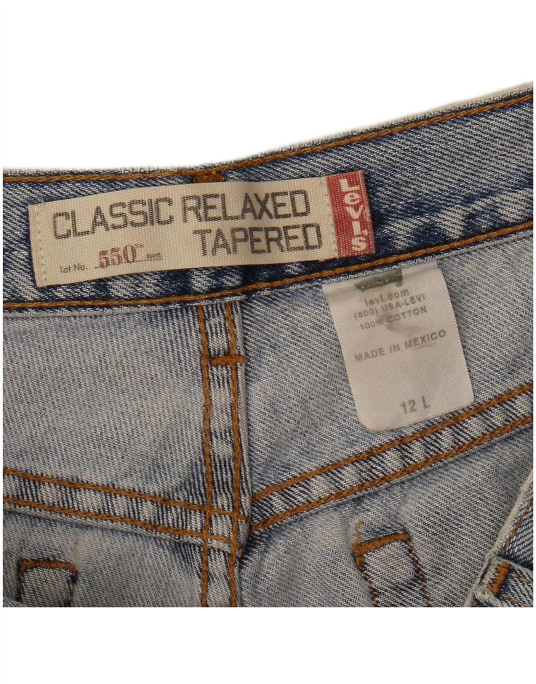 Damskie spodenki jeansowe LEVI'S 550 w trudnej sytuacji US 12, duże W30, niebieskie